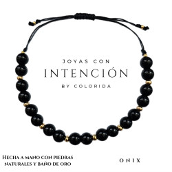 Pulsera con Piedra Onix y baño de oro