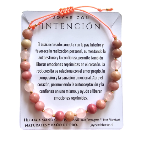 Pulsera con Cuarzo Rosado y Rodocrosita