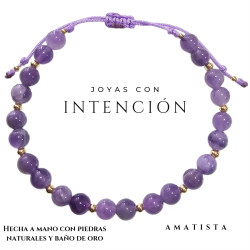 Pulsera con Piedra Amatista e hilo morado