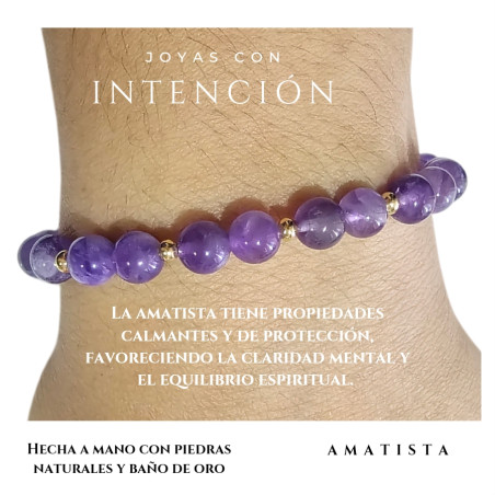 Pulsera con Piedra Amatista e hilo morado