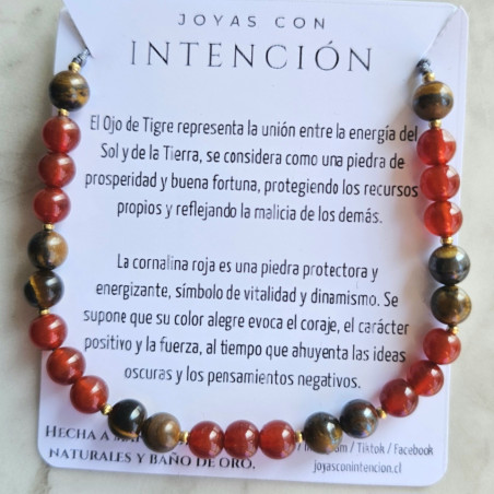 Pulsera con Cornalina Roja y ojo de tigre