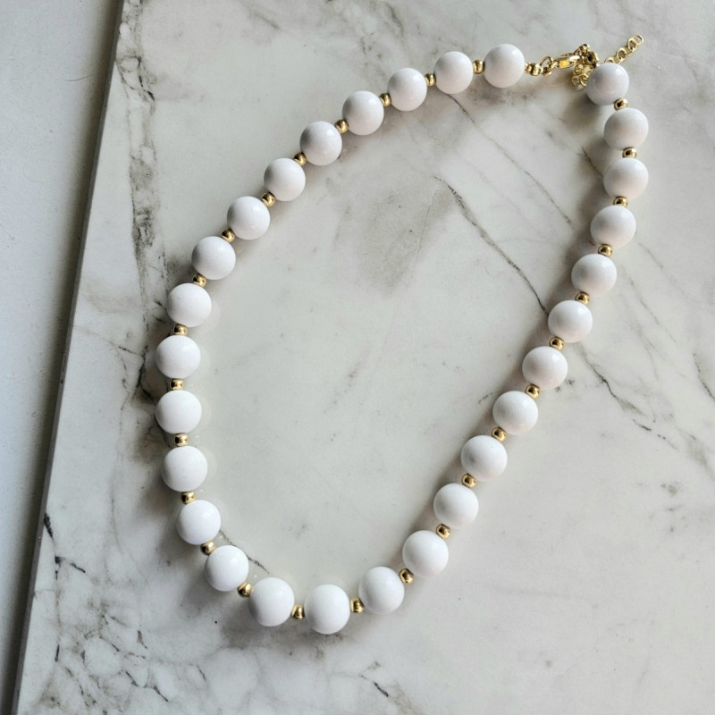 Maxi collar con perlas japonesas BLANCO MATTE
