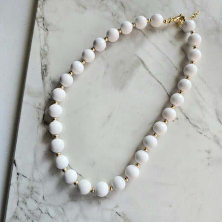 Maxi collar con perlas japonesas BLANCO MATTE