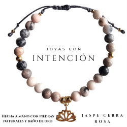 Pulsera Flor de loto con Jaspe Cebra Rosa