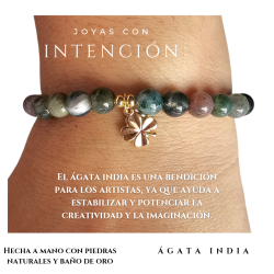 Pulsera Trebol con Piedra Ágata India