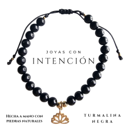 Pulsera Flor de Loto con Turmalina Negra