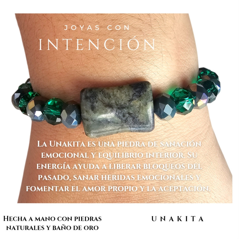 Pulsera con unakita y cristales