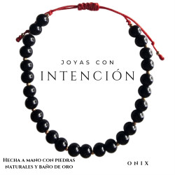 Pulsera con Piedra Onix e hilo rojo