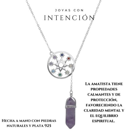 Collar 7 chakras y amatista plata 925