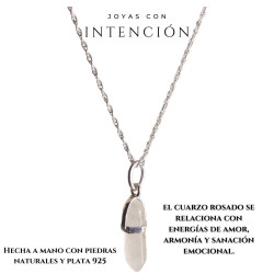 Collar cuarzo rosado plata 925
