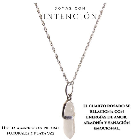 Collar cuarzo rosado plata 925