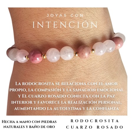 Pulsera con Cuarzo Rosado y Rodocrosita