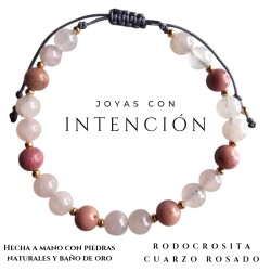 Pulsera con Cuarzo Rosado y Rodocrosita