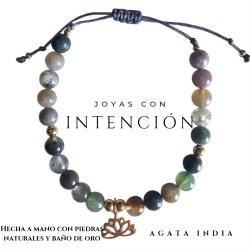 Pulsera Flor de loto con Piedra Ágata India