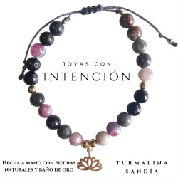 Pulsera Flor de Loto con Turmalina Sandía