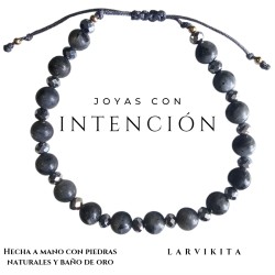 Pulsera con piedra Larvikita y cristal
