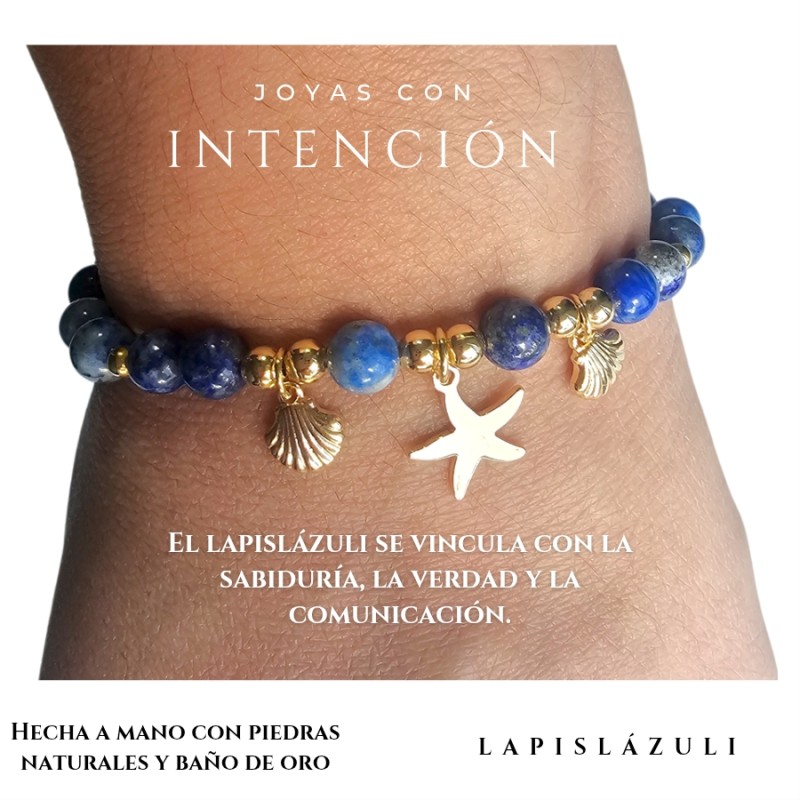 Pulsera Oceano con estrella de mar y Piedra Lapislázuli