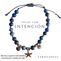 Pulsera Oceano con estrella de mar y Piedra Lapislázuli