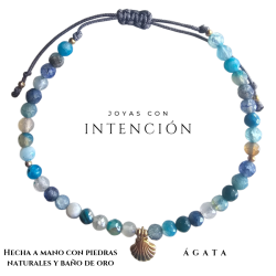 Pulsera caracola con piedra ágata