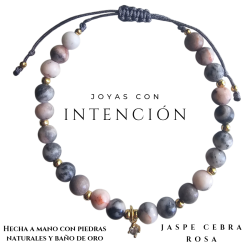 Pulsera Cristal con Jaspe Cebra Rosa
