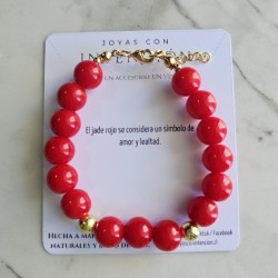 Pulsera con Piedra Jade rojo