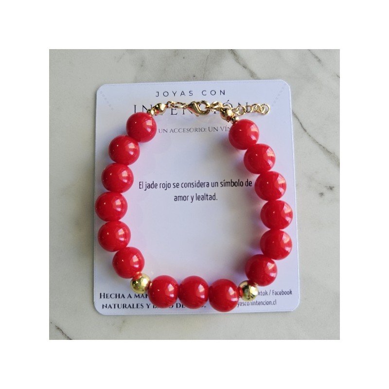 Pulsera con Piedra Jade rojo