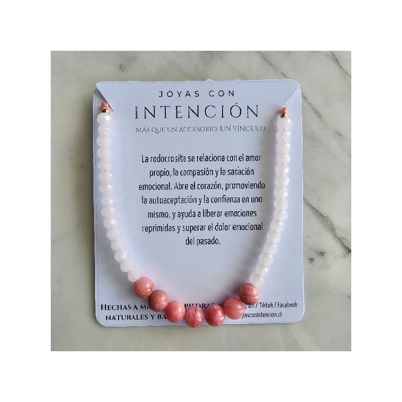 Pulsera con Rodocrosita y cristal