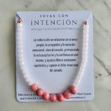 Pulsera con Rodocrosita y cristal