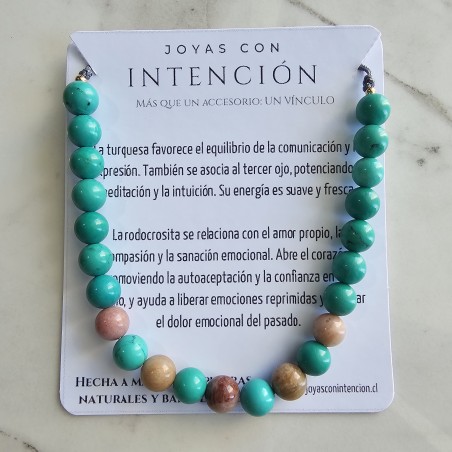 Pulsera con Rodocrosita y Turquesa