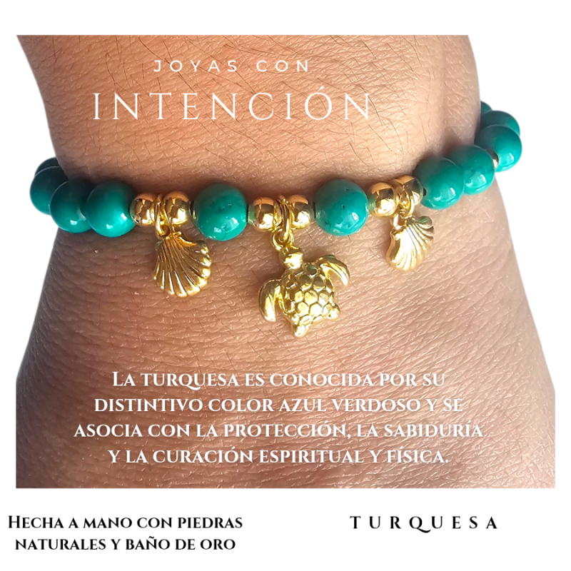 Pulsera Tortuga con Piedra Turquesa