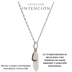 Collar cuarzo rosado plata 925