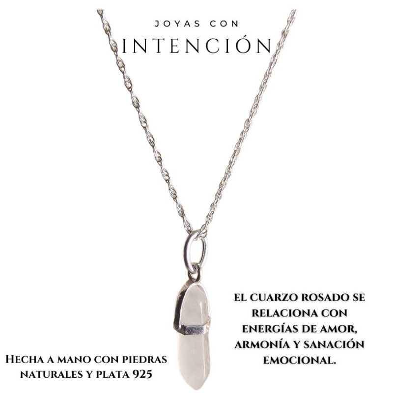 Collar cuarzo rosado plata 925