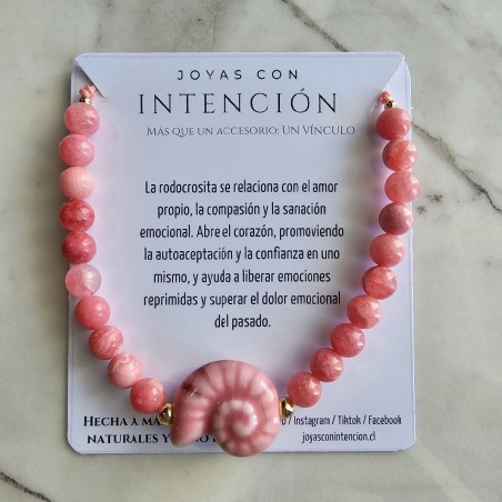 Pulsera con Rodocrosita y caracol