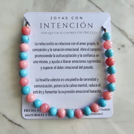 Pulsera con Rodocrosita y howlita celeste