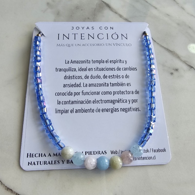 Pulsera con Piedra Amazonita y Cristal