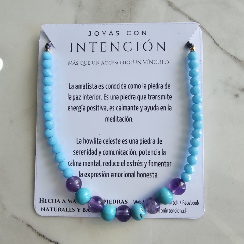Pulsera con Amatista y howlita celeste