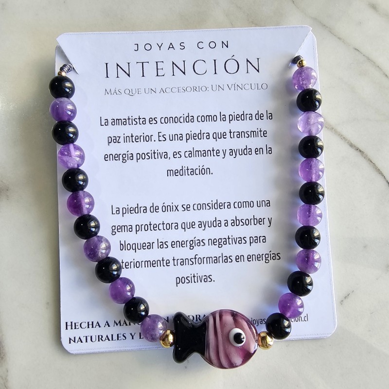 Pulsera Pez con Amatista y Ónix