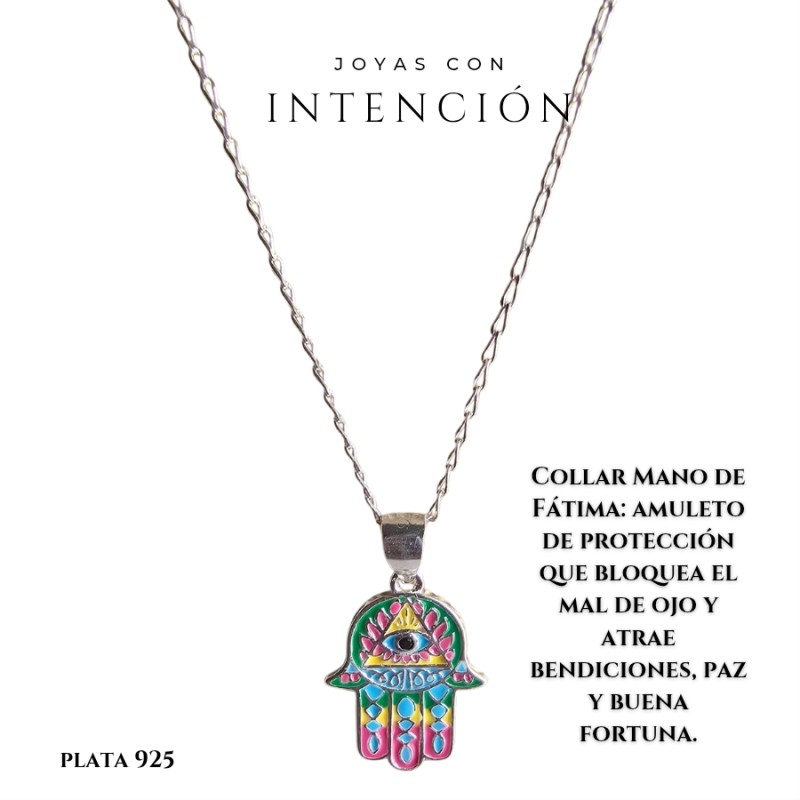 Collar mano de fatima con ojo turco plata 925