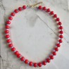 Collar jade rojo y cristal azul
