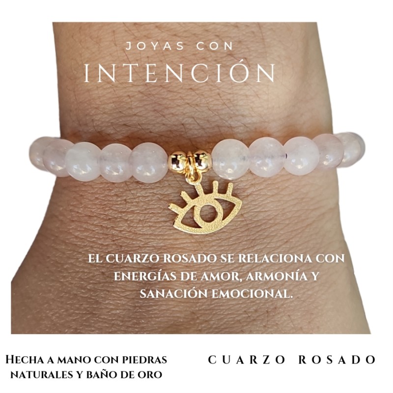 Pulsera Ojo Turco con Cuarzo y hilo Rosado