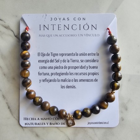 Pulsera Mano de Fatima con ojo de tigre