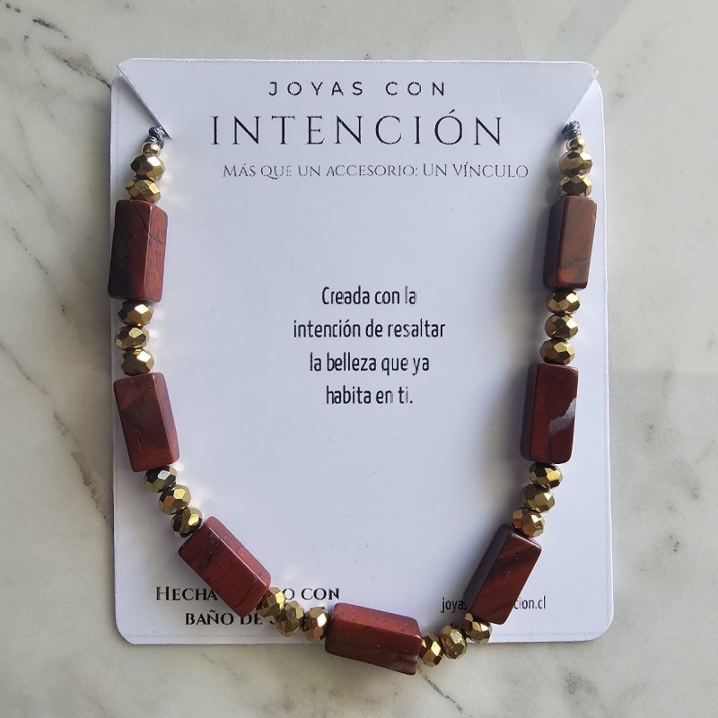 Pulsera marrón con cristales
